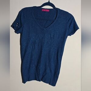 Women's Blue V-Neck Top